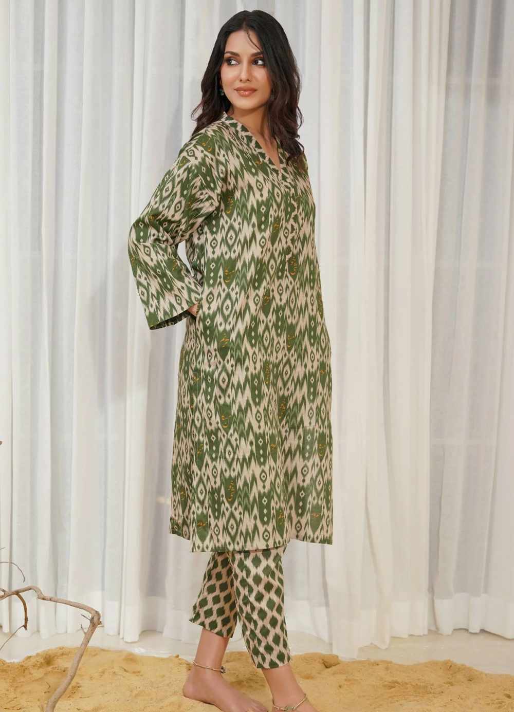 Suroor (True Serenity) - Green & Beige Co-ord Set - Image 2