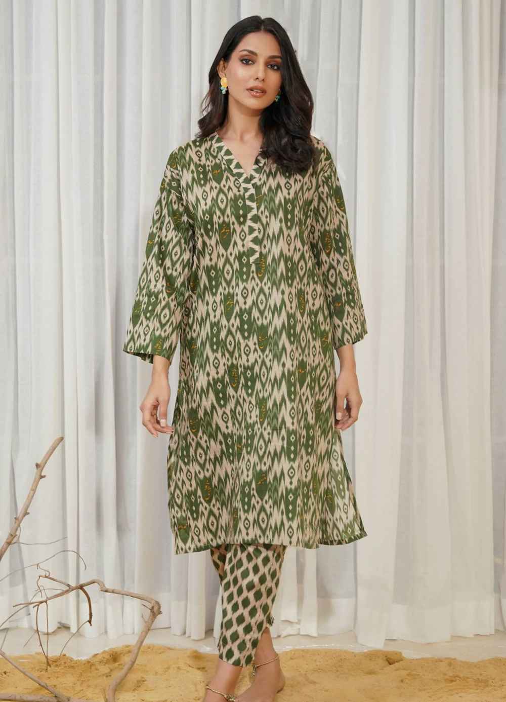 Suroor (True Serenity) - Green & Beige Co-ord Set