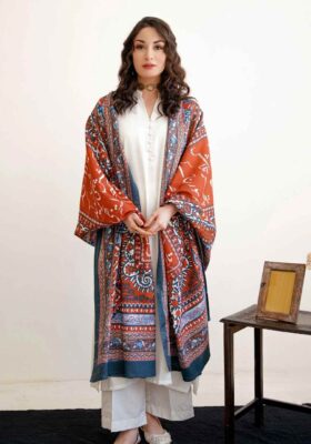 Talaash (The Search Within) Odhni - Blue & Rust