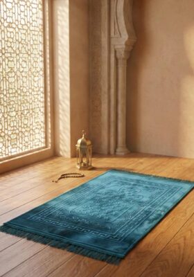 Royal Teal Velvet Prayer Rug