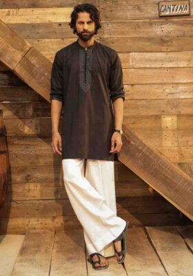 Black Cotton Kurta