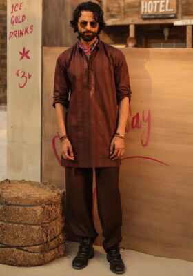Dark Brown Cotton Kurta