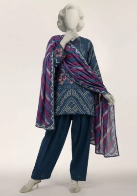 Blue Lawn 3Pc Stitched