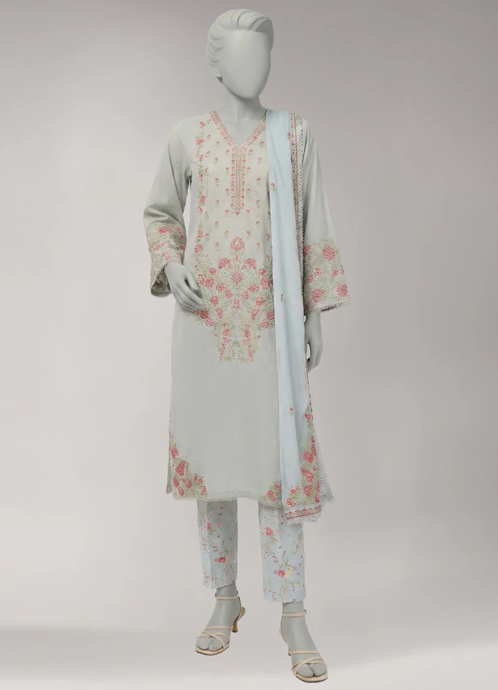 Grey Lawn 3Pc Stitched