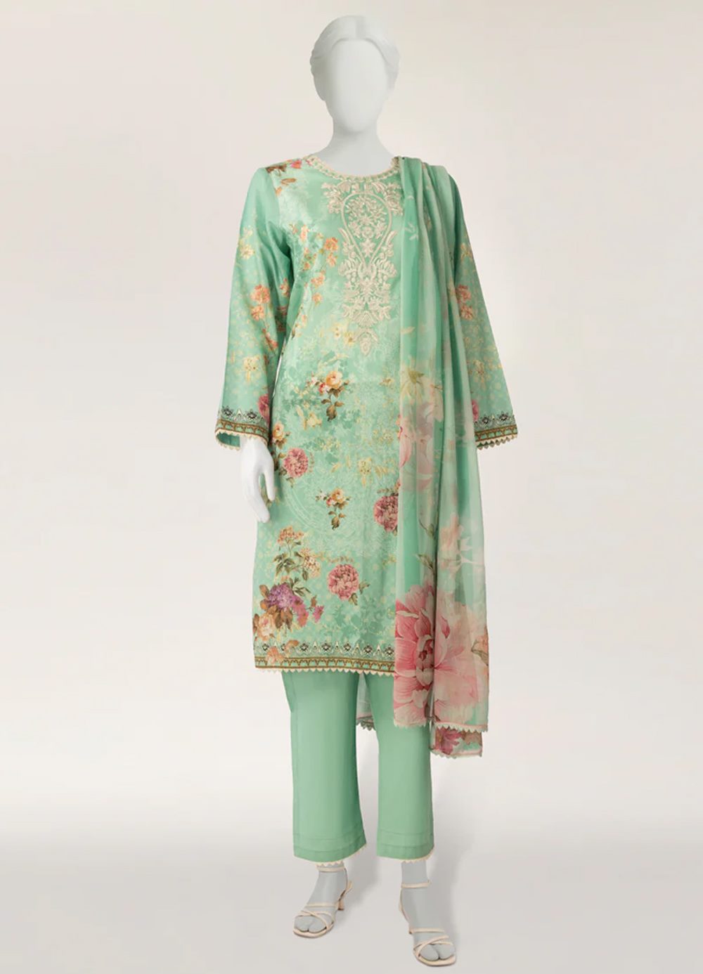 Ice Green Lawn 3Pc Stitched