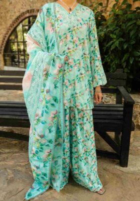 Light Green Poly Lawn 3Pc Stitched