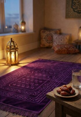 Serene Grace Padded Velvet Prayer Rug