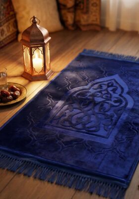 Premium Velvet Quilted Prayer Mat - Blue